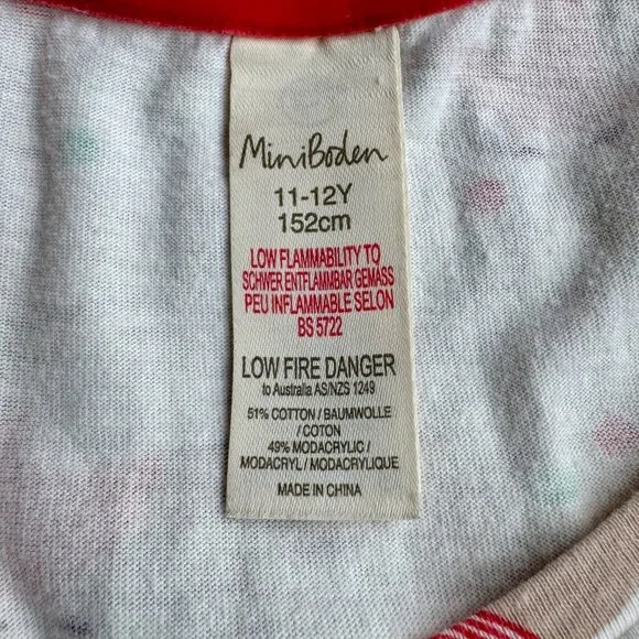 MINI BODEN Reindeer Nightgown 11-12Y 152 Red Holiday Print Christmas Nightie - Picture 7 of 7
